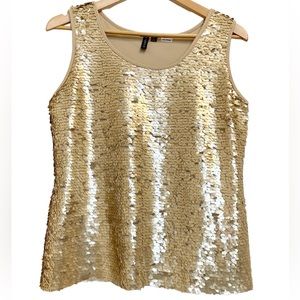 Sioni Gold Sequin Tank Top Size Medium
